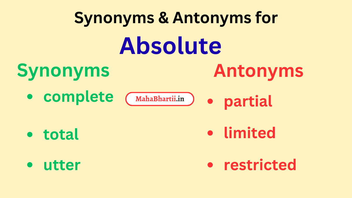 Absolute meaning in marathi, Absolute meaning in hindi