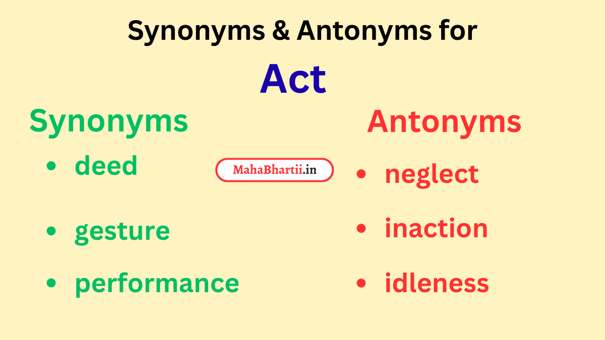 Act, Act meaning in marathi, Act meaning in hindi