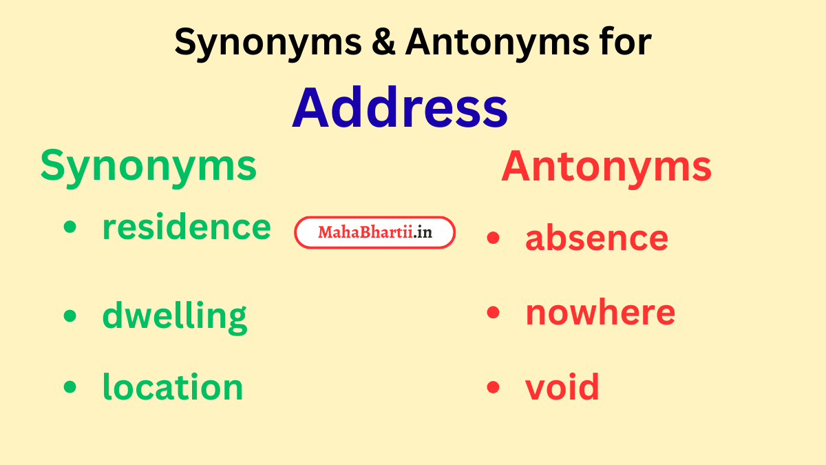 Address, Address meaning in marathi, Address meaning in hindi
