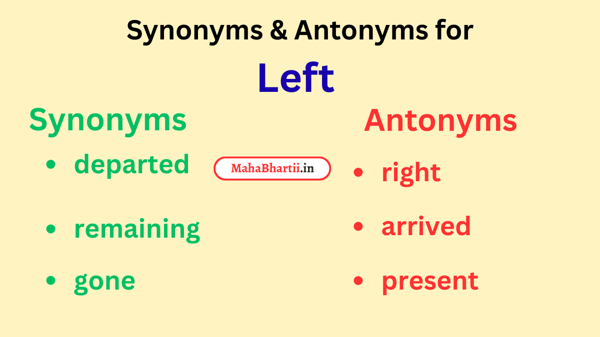 Left meaning in Hindi | Left meaning in English | Left meaning in Marathi Check Now